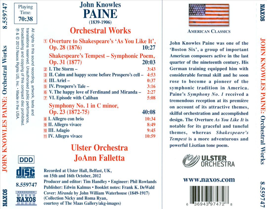 John Knowles Paine: Symphony No. 1 cover art