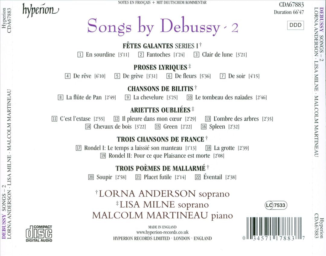 Debussy: Songs, Vol. 2 cover art