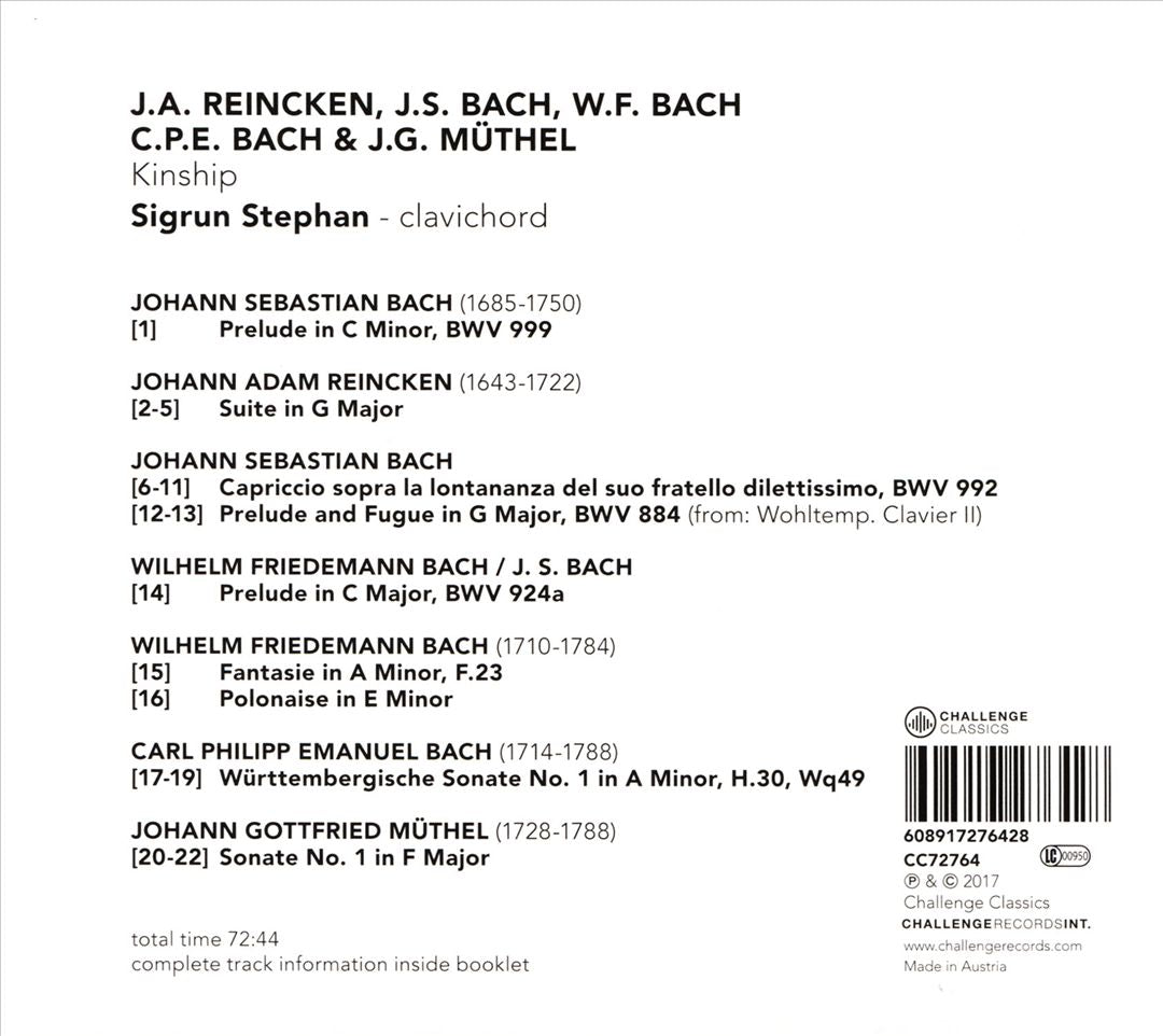 J.A. Reincken, J.S. Bach, W.F. Bach, C.P.E. Bach & J.G. Müthel: Kinship cover art