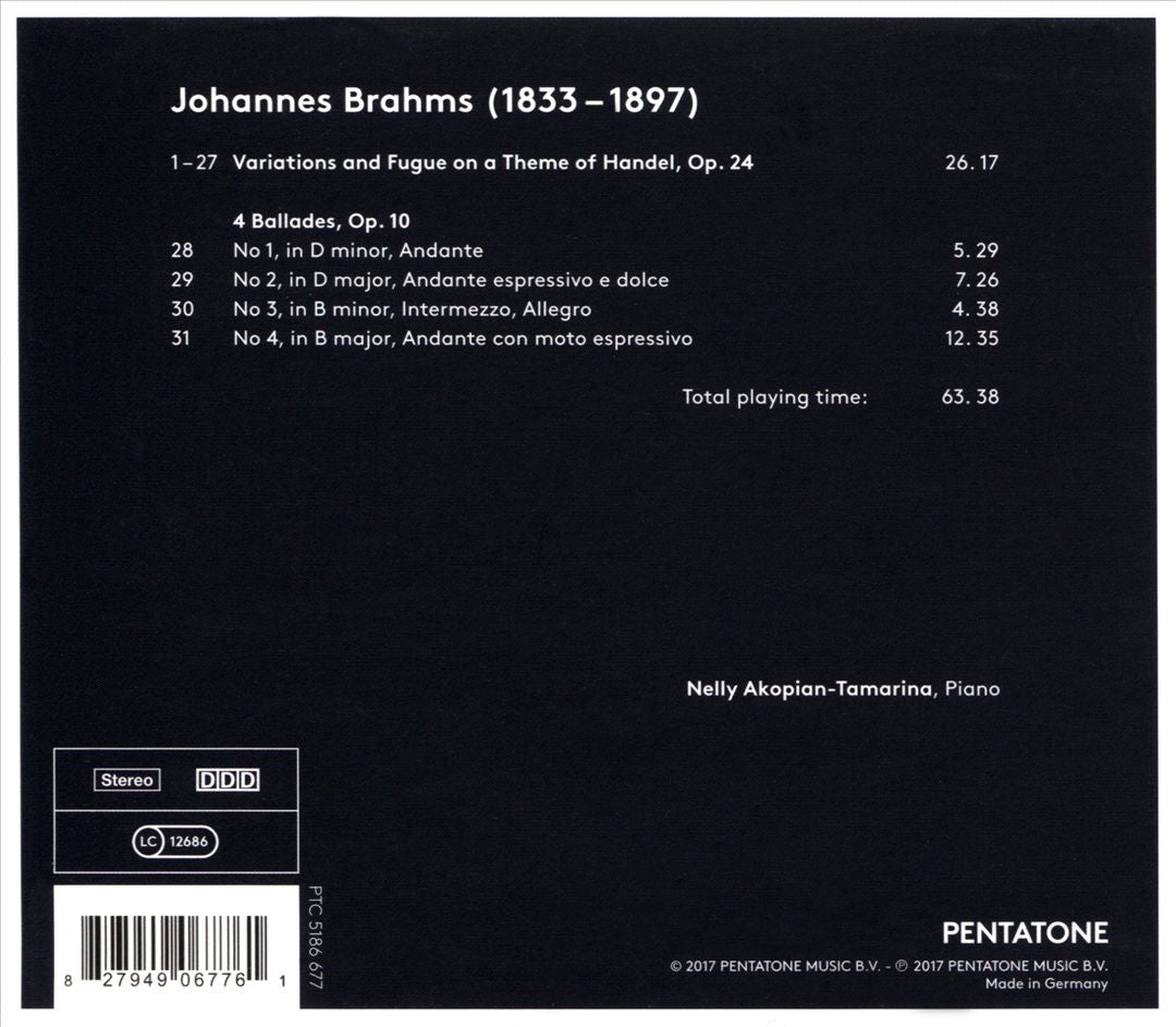 Brahms: Handel Variations Op. 24; Ballades Op. 10 cover art