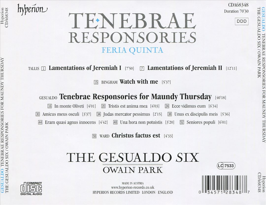Tenebrae Responsories: Feria Quinta cover art