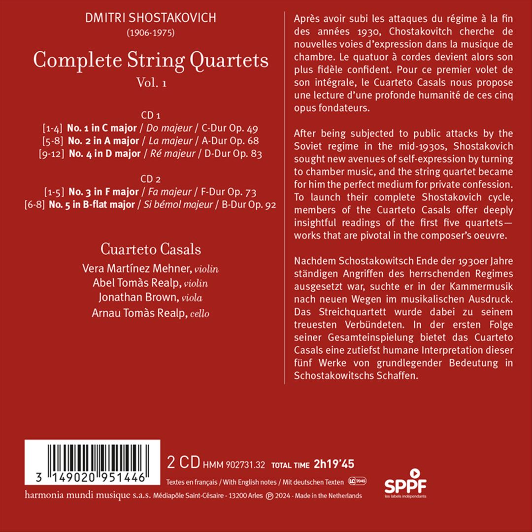 Dmitri Shostakovich: Complete String Quartets, Vol. 1 - Nos. 1-5 cover art
