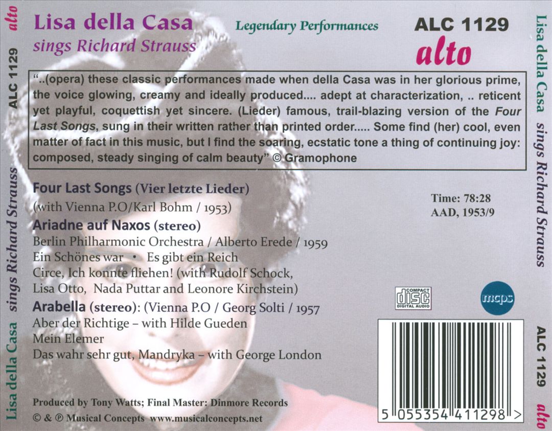 Lisa della Casa sings Richard Strauss cover art
