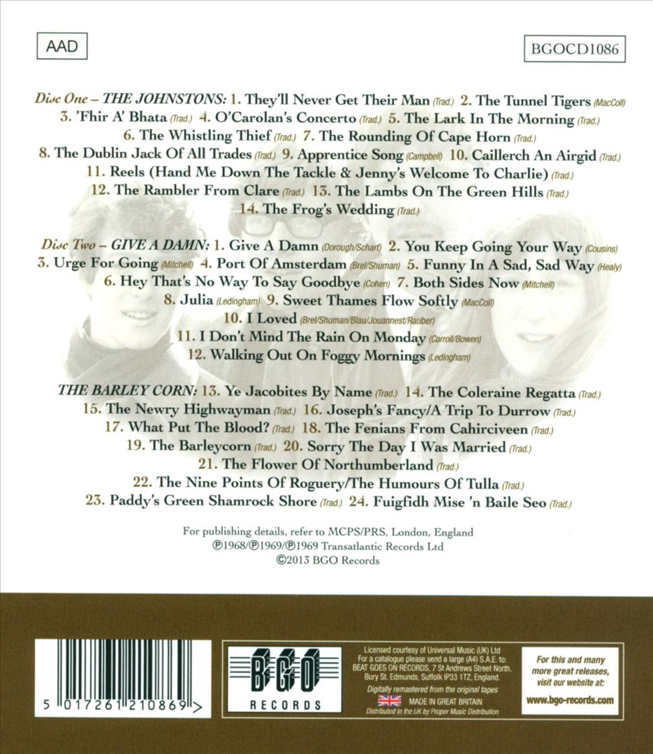 Johnstons/Give a Damn/The Barley Corn cover art