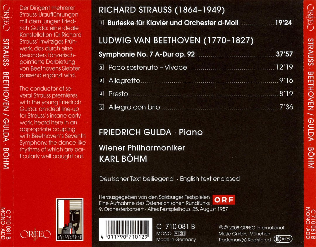 Strauss: Burleske; Beethoven: Symphony No. 7 cover art