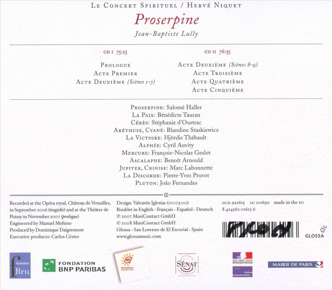 Jean-Baptiste Lully: Proserpine cover art