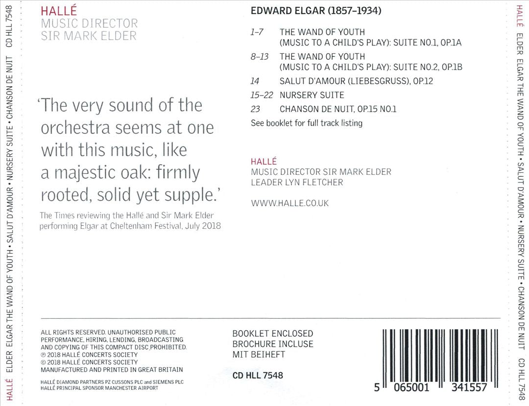 Elgar: Wand of Youth Suites; Salut d'Amour; Nursery Suite; Chanson de Nuit cover art