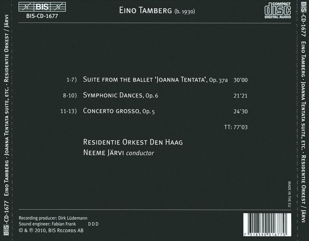 Eino Tamberg: Joanna Tentata Ballet Suite; Symphonic Dances; Concerto Grosso cover art
