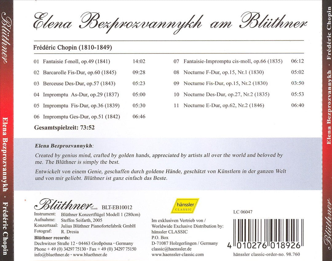 Elena Bezprozvannykh Plays Frédéric Chopin cover art