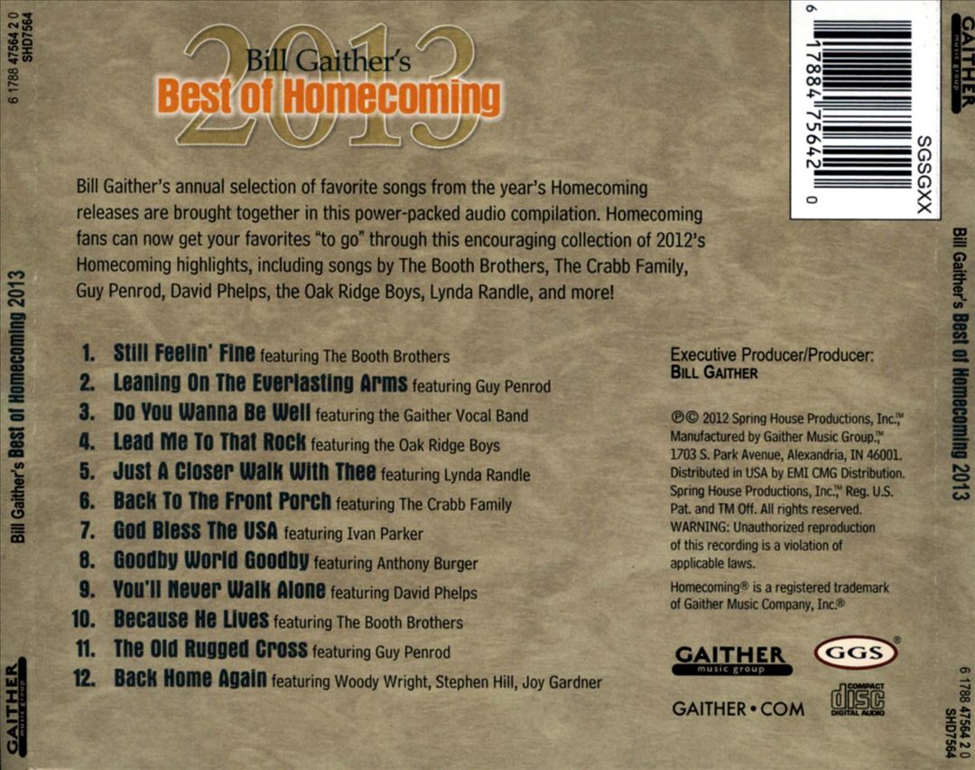 Bill Gaither's Best of Homecoming 2013 cover art