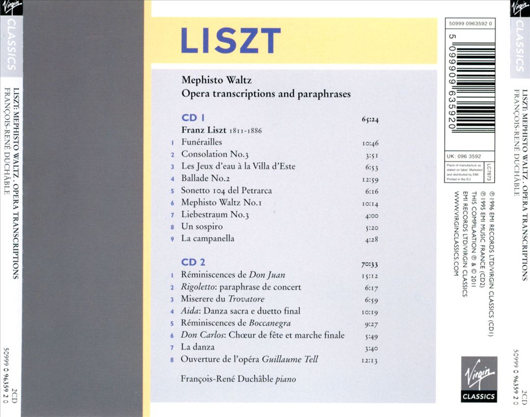 Liszt: Mephisto Waltz; Opera Transcriptions and Paraphrases cover art