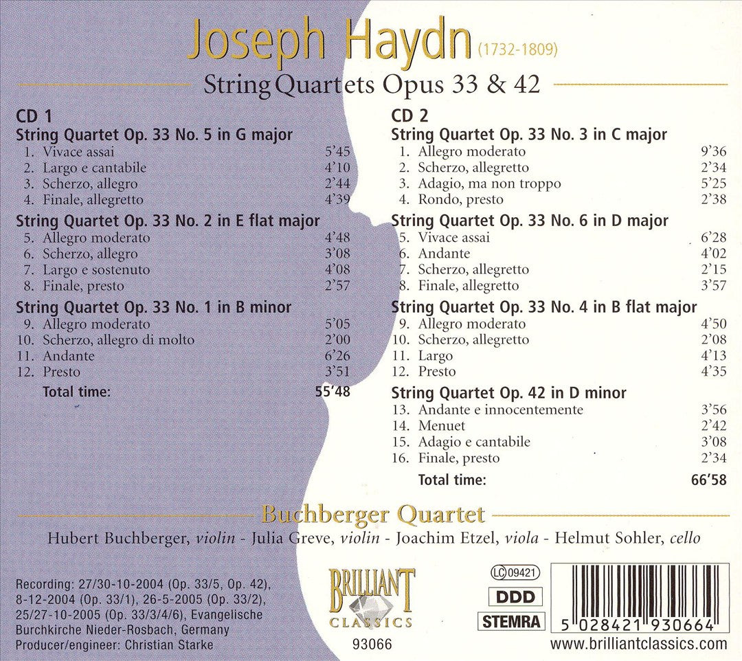 Haydn: String Quartets Opus 33 & 42 cover art