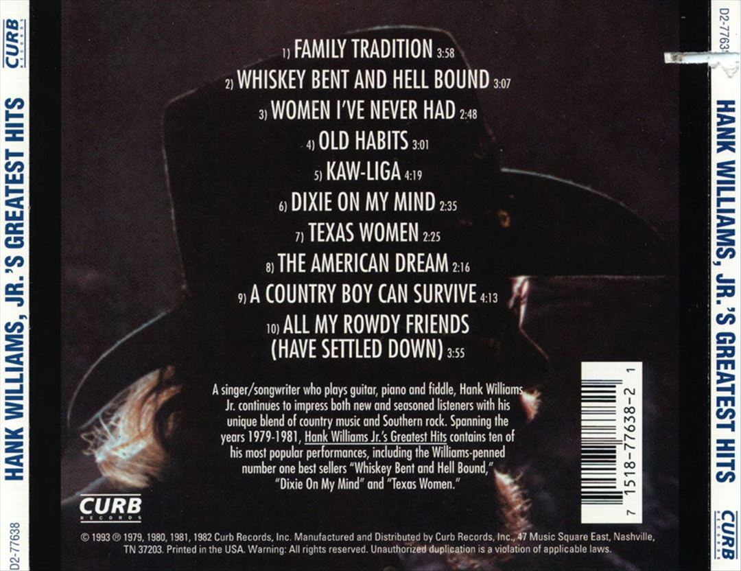 Hank Williams, Jr.'s Greatest Hits, Vol. 1 cover art