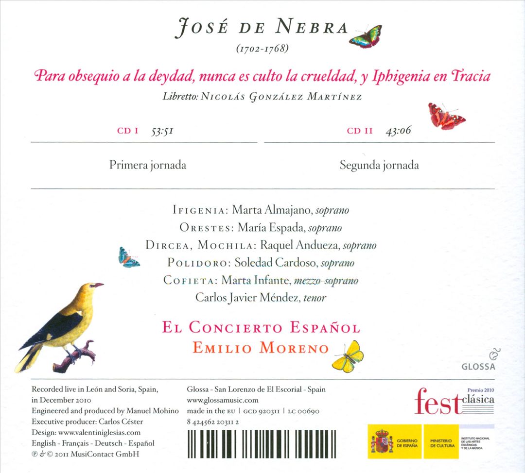 José de Nebra: Iphigenia en Tracia cover art