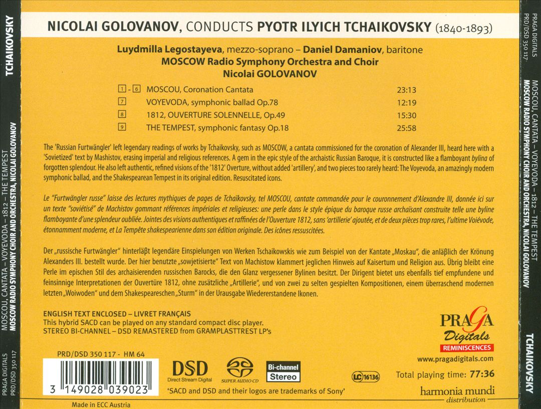 Tchaikovsky: Moscou; Voyevoda; Ouverture solennelle "1812"; The Tempest cover art
