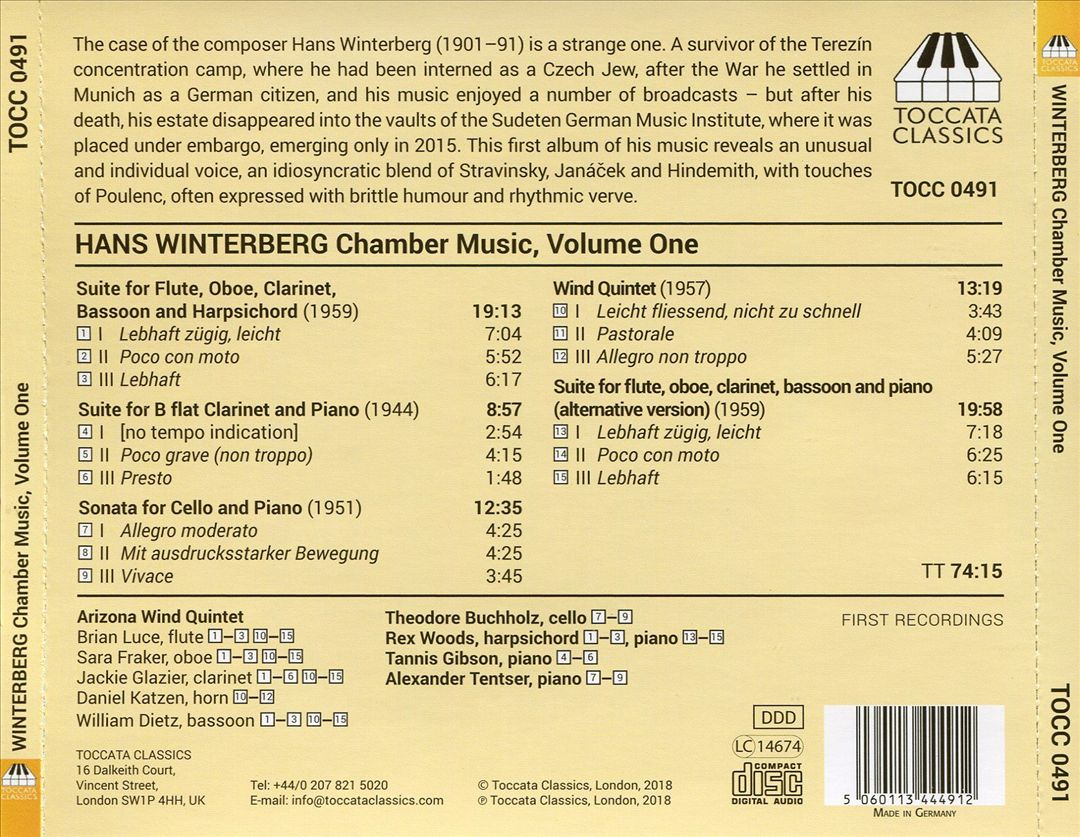 Hans Winterberg: Chamber Music, Vol. 1 cover art