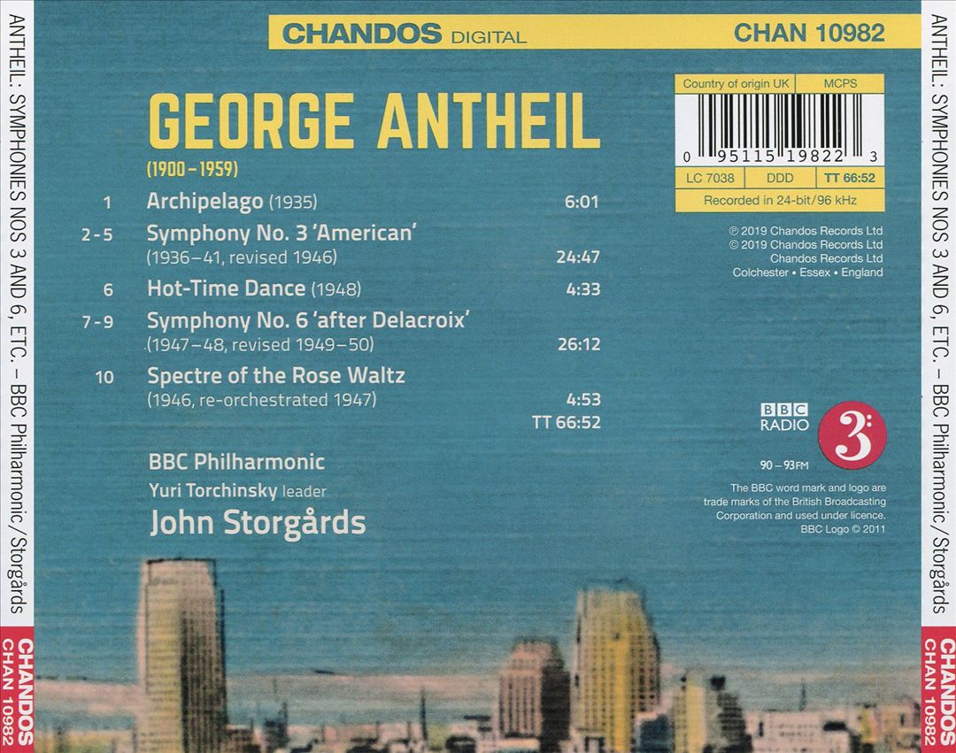 George Antheil: Symphony No. 3 'American'; Symphony No. 6 'after Delacroix'; Spectre of the Rose Wal cover art
