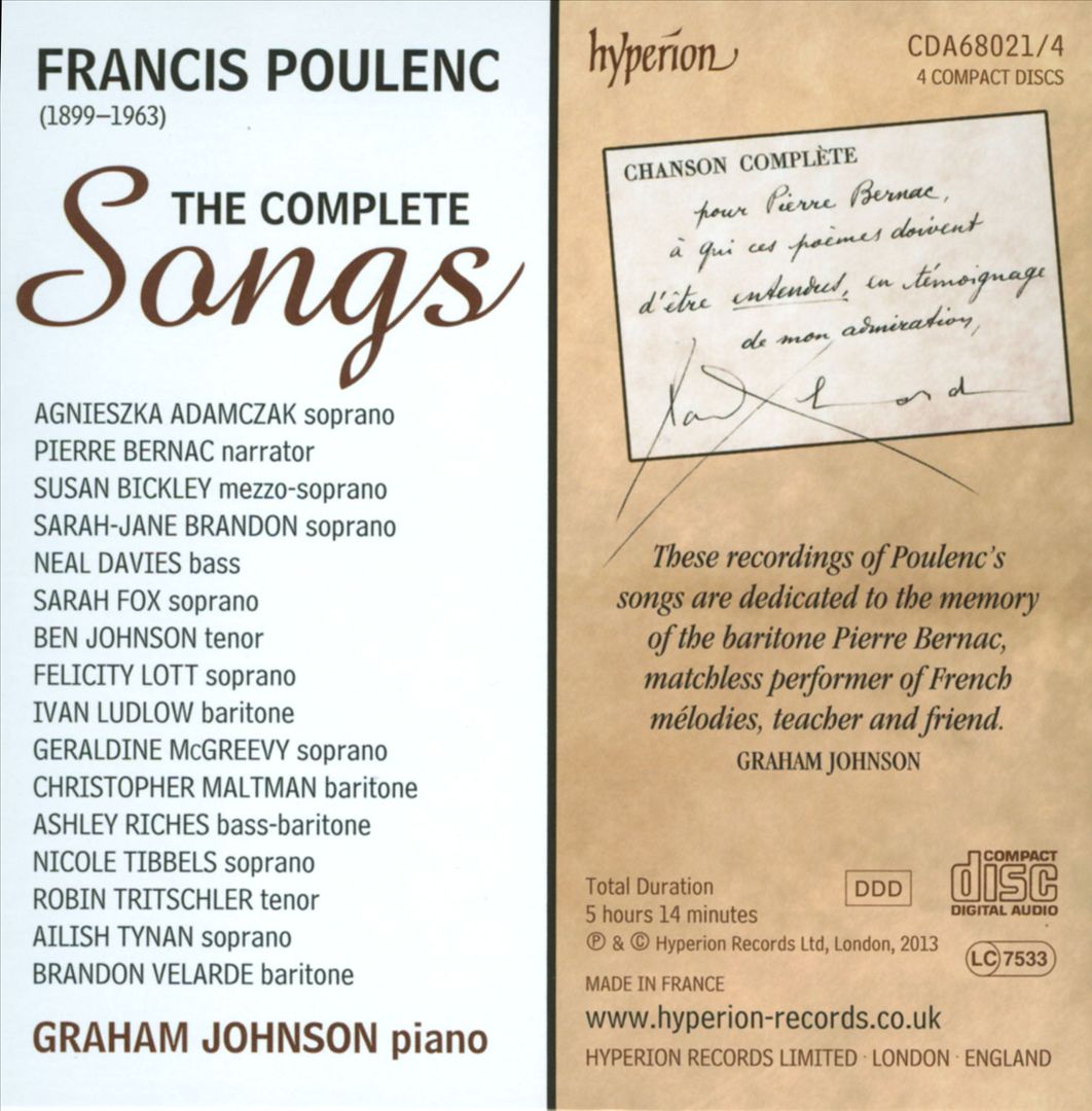 Poulenc: The Complete Songs cover art