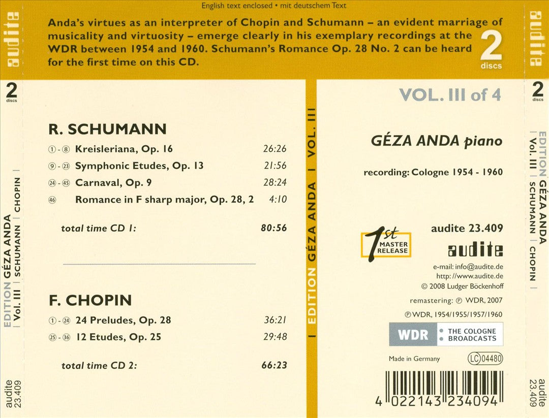 Géza Anda Edition, Vol. 3: Schumann & Chopin cover art