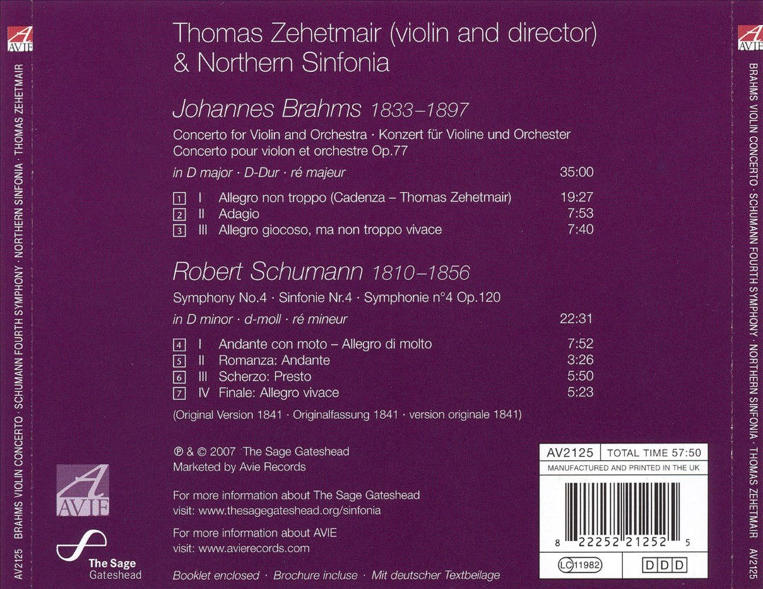 Brahms: Violin Concerto; Schumann: Symphony No. 4 cover art