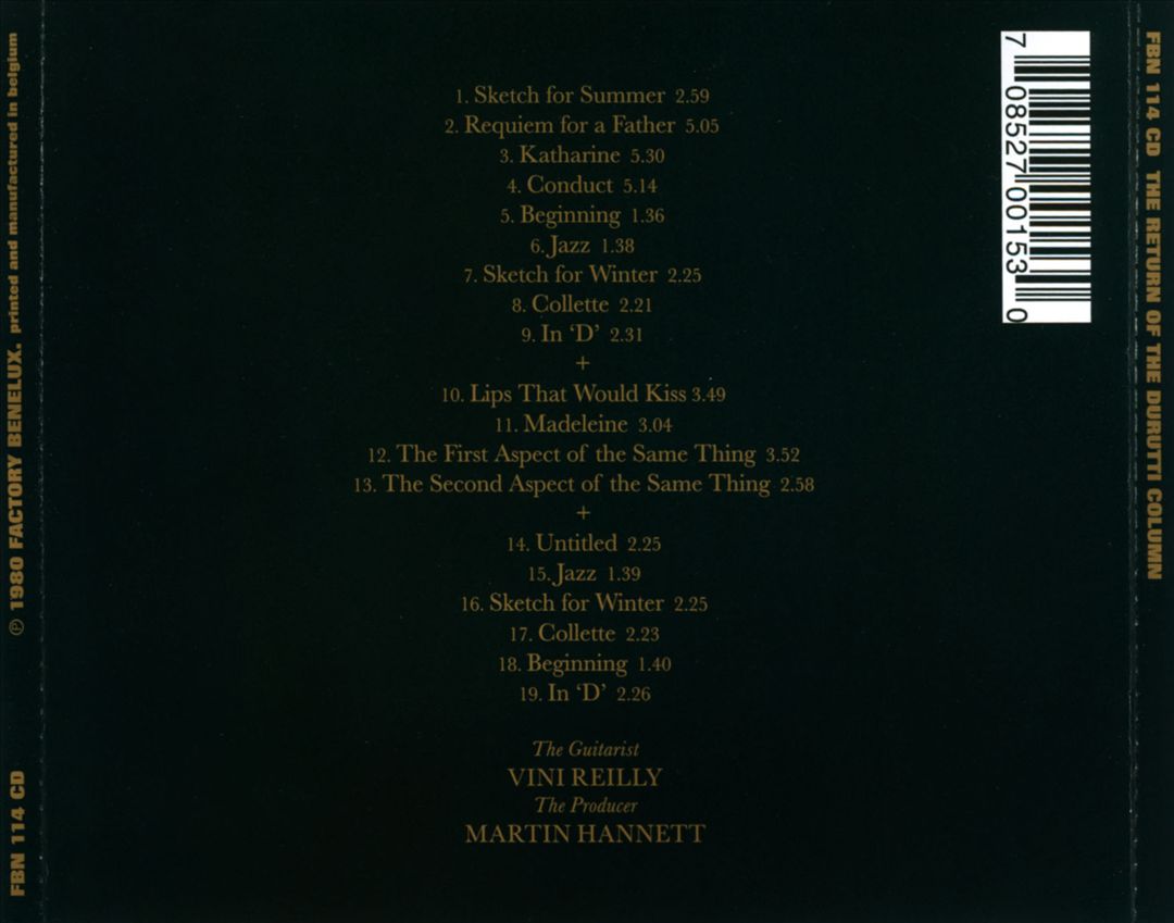 Return of the Durutti Column cover art