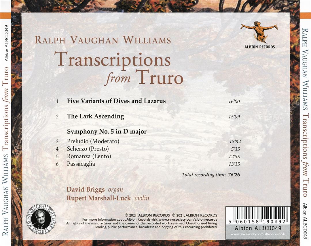 Vaughan Williams: Transcriptions from Truro cover art