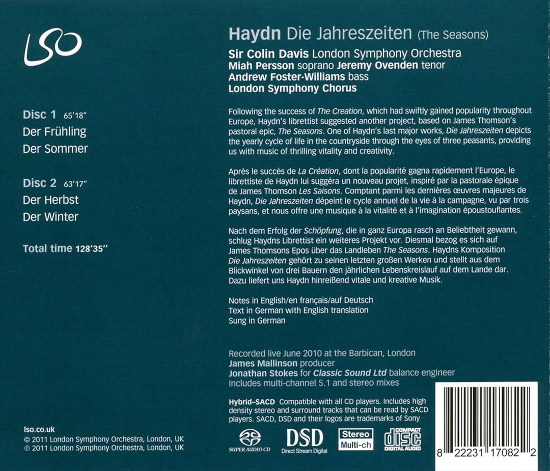 Haydn: Die Jahreszeiten cover art
