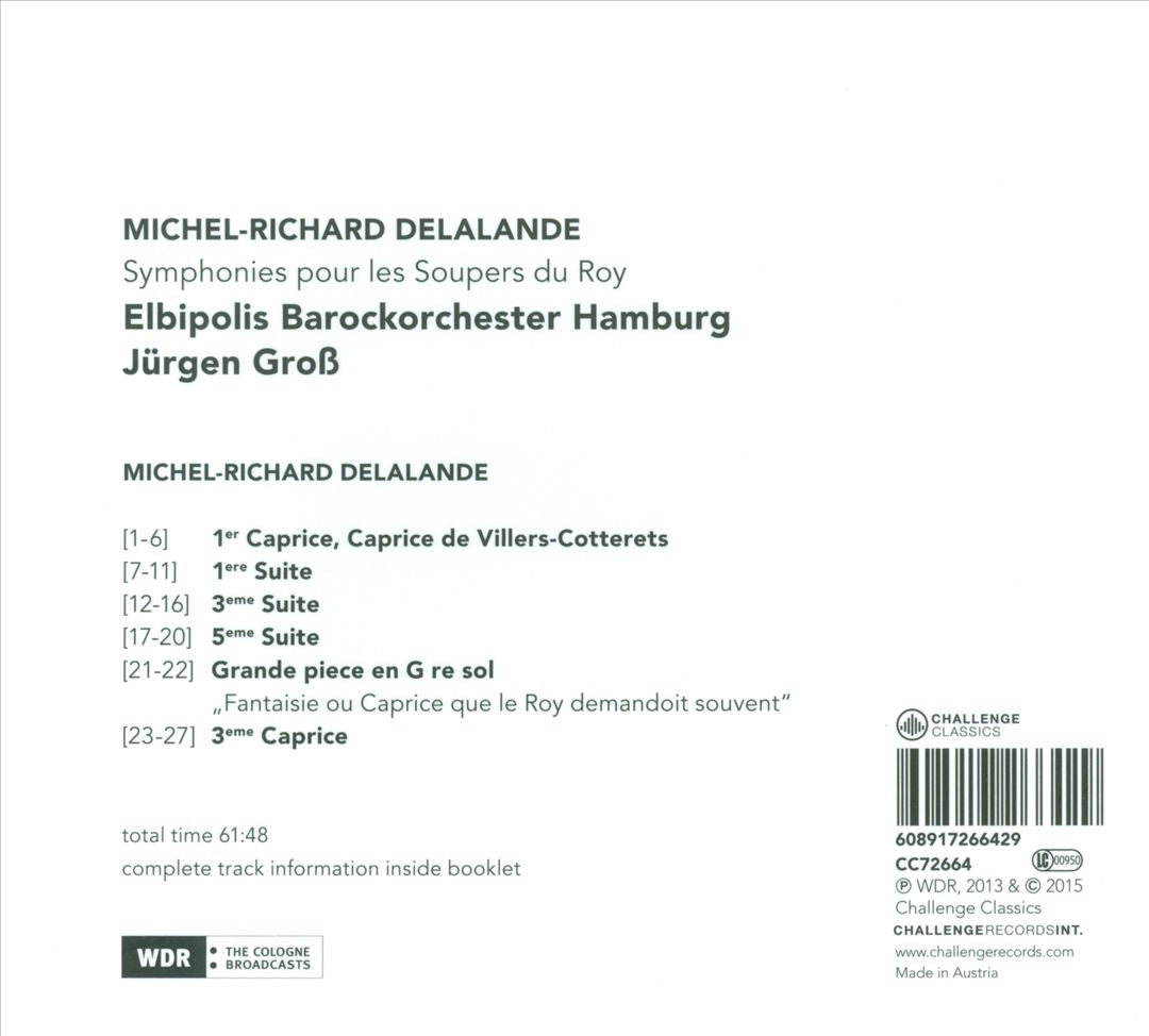 Michel-Richard Delaland: Symphonies for the King’s Suppers cover art