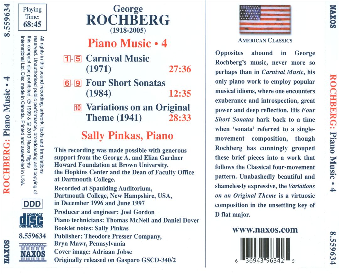 George Rochberg: Piano Music, Vol. 4 cover art
