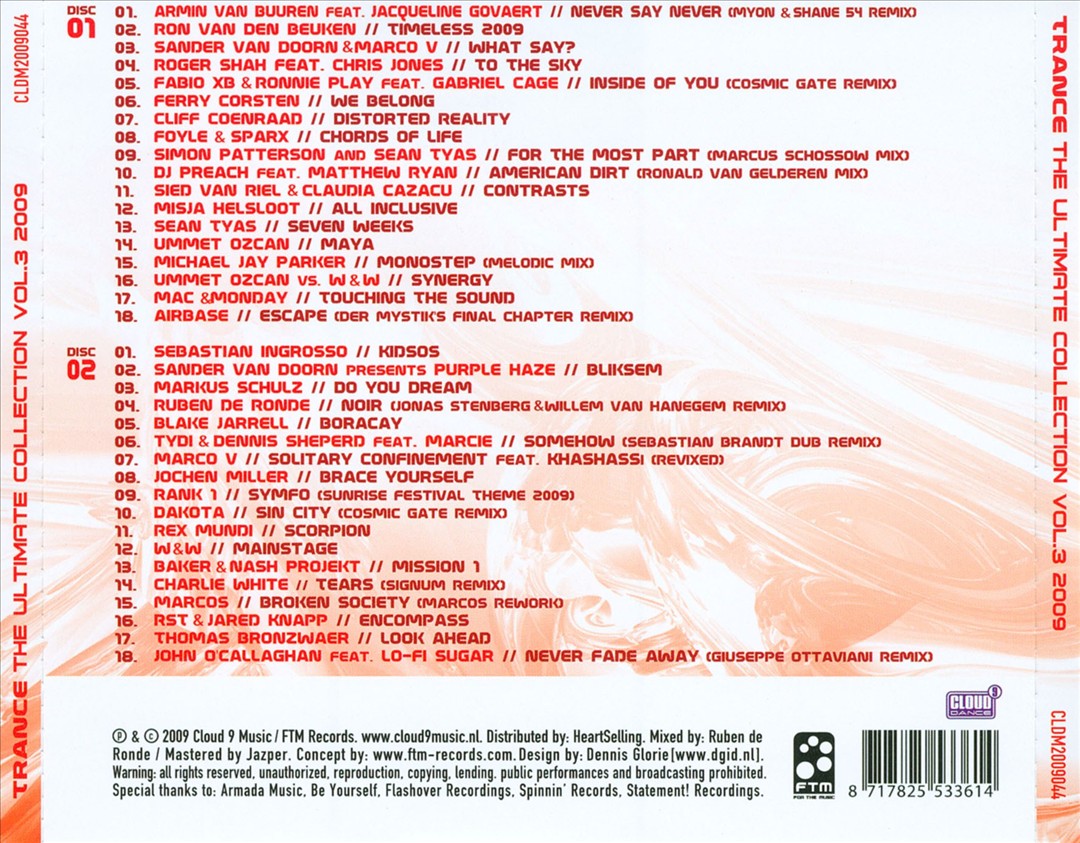 Trance: The Ultimate Collection 2009, Vol. 3 cover art