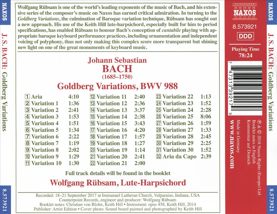 Bach: Goldberg Variations cover art
