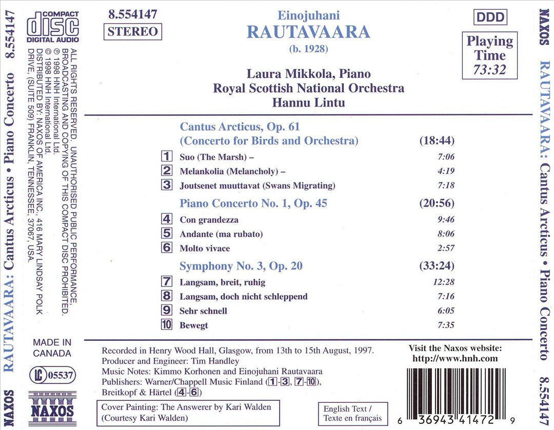 Rautavaara: Cantus Arcticus; Piano Concerto cover art