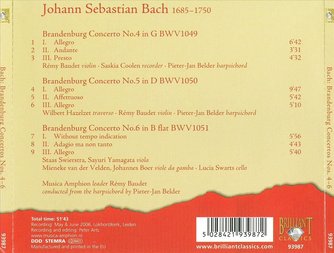 Bach: Brandenburg Concertos Nos. 4, 5 & 6 cover art