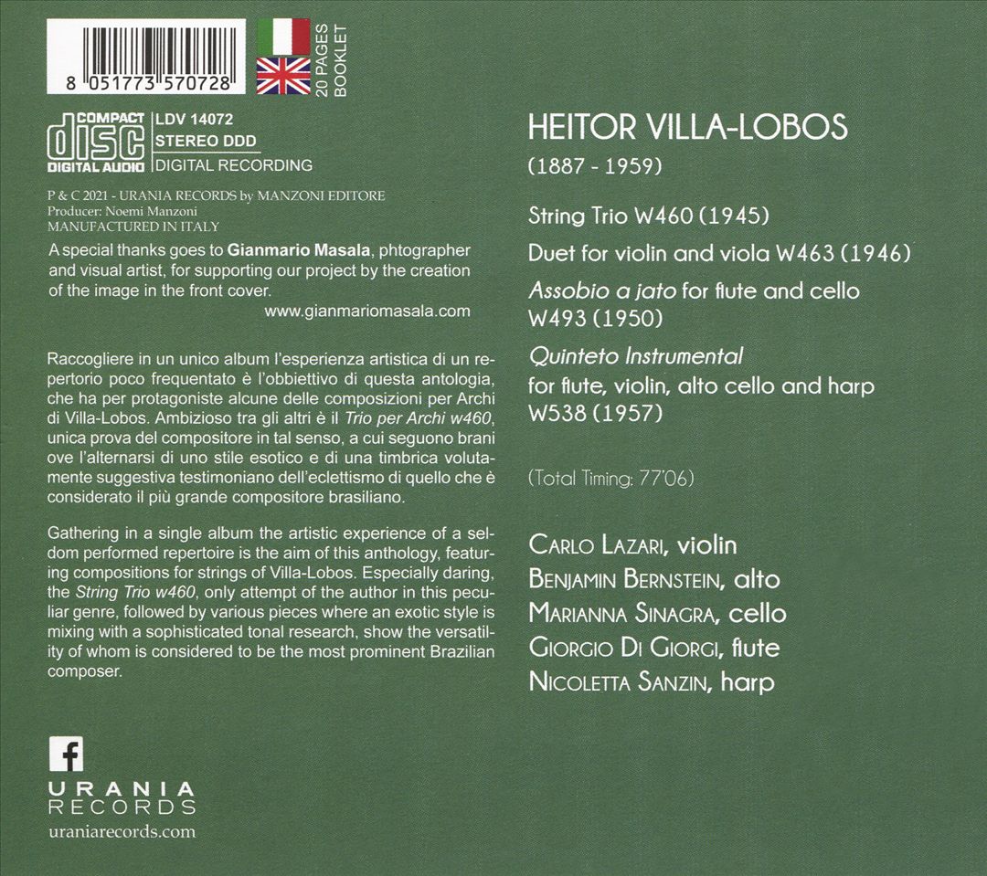 Heitor Villa-Lobos: String Trio & Other Chamber Works cover art