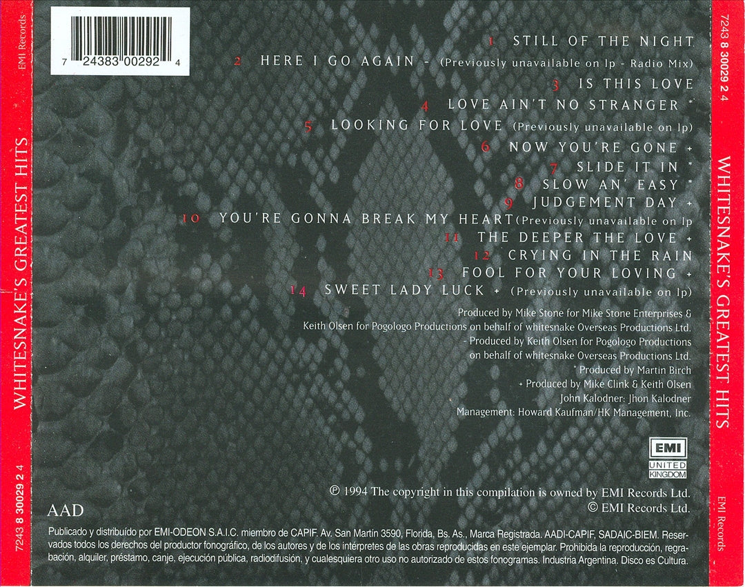 Whitesnake's Greatest Hits cover art