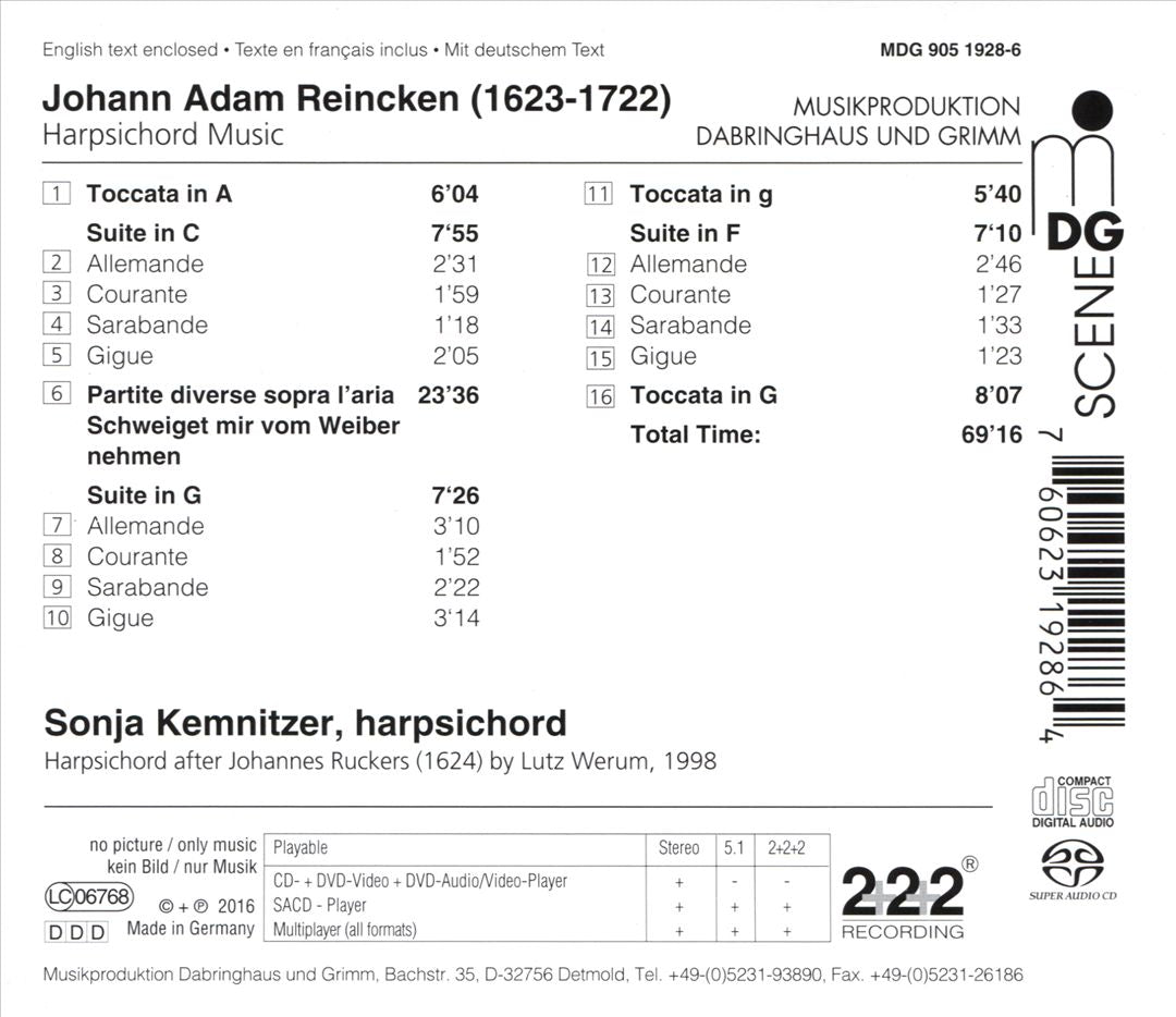 Reincken: Harpsichord Music cover art