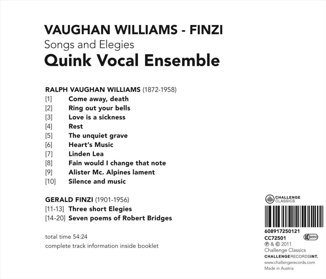 Vaughan Williams, Finzi: Songs and Elegies cover art