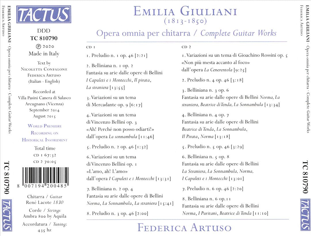 Emilia Giuliani: Opera omnia per chitarra cover art