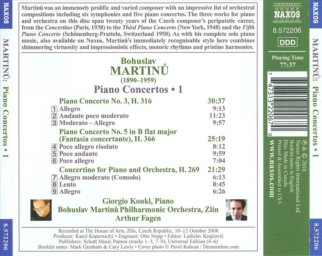 Martinu: Piano Concertos Nos. 3 & 5; Concertino cover art