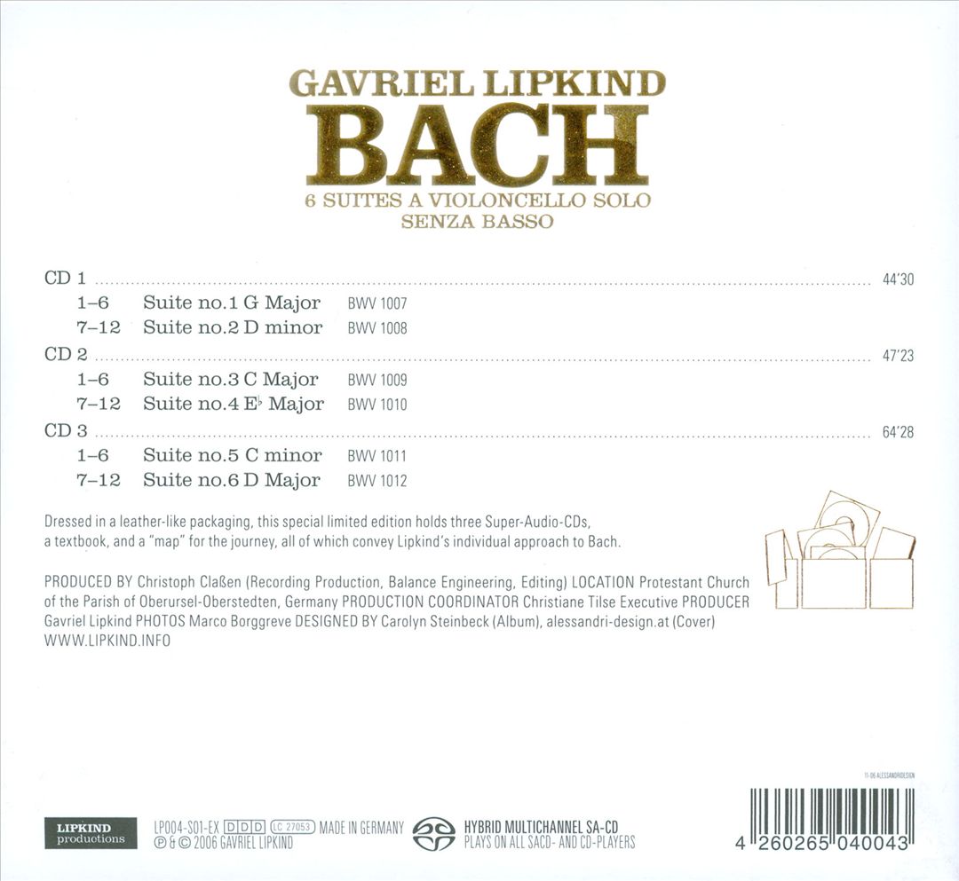 Bach: 6 Suites a Violoncello Solo Senza Basso cover art