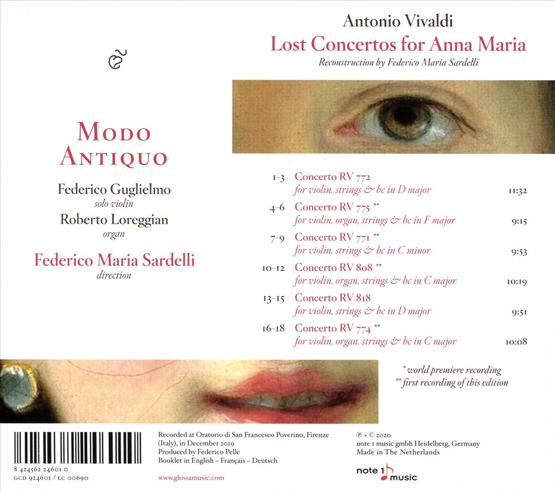 Antonio Vivaldi: Lost Concertos for Anna Maria cover art
