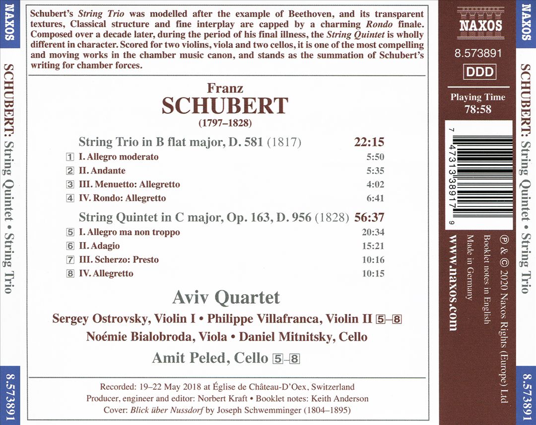 Schubert: String Quintet; String Trio cover art