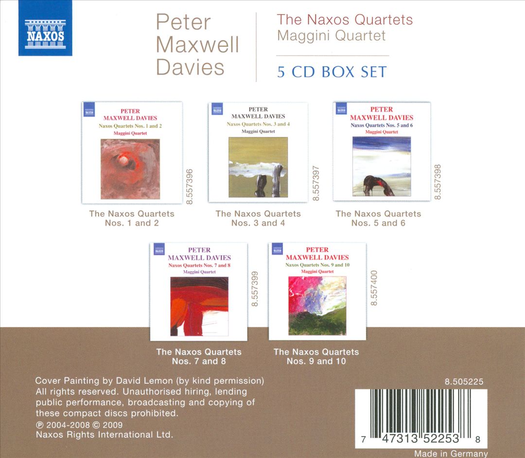 Peter Maxwell Davis: Naxos Quartets cover art
