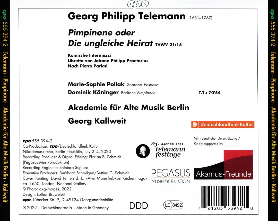 Georg Philipp Telemann: Pimpinone cover art