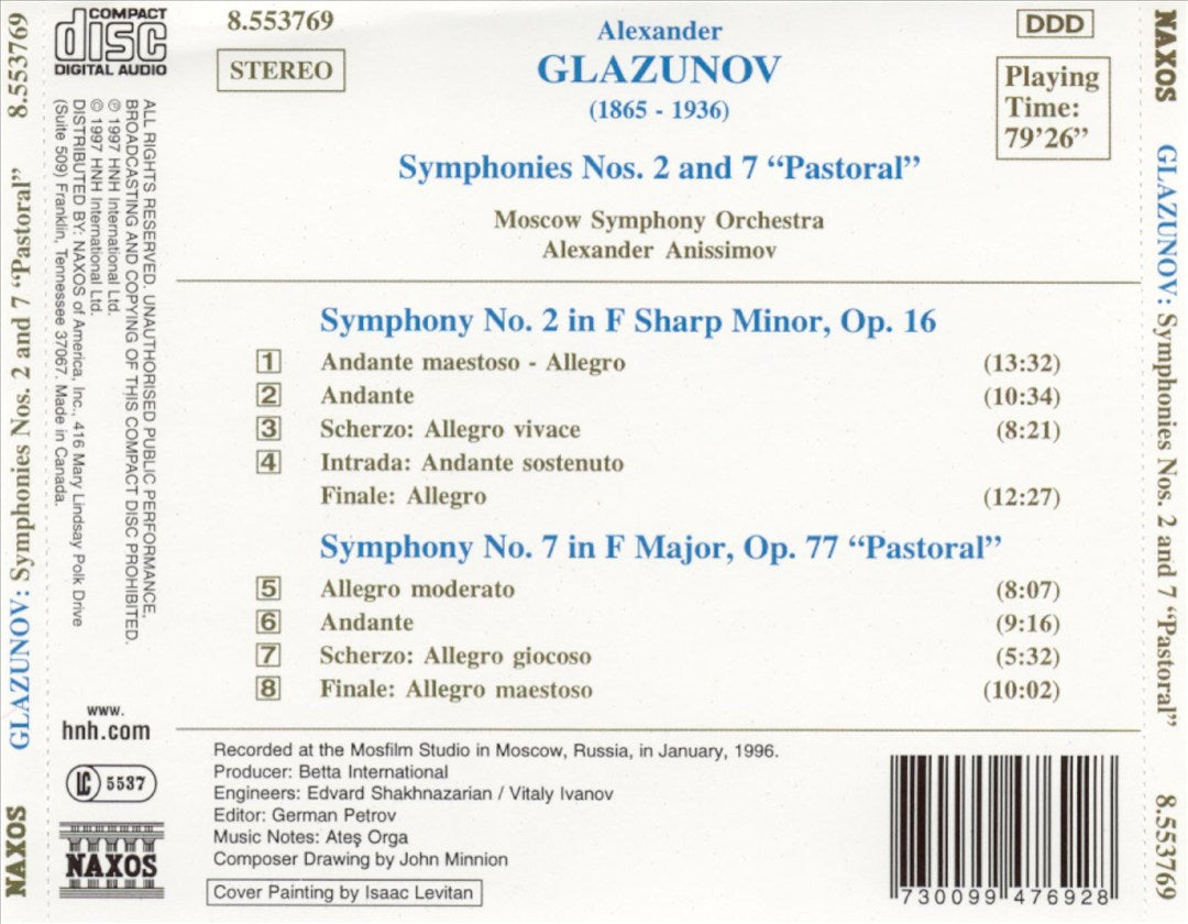 Glazunov: Symphonies Nos. 2 & 7 cover art