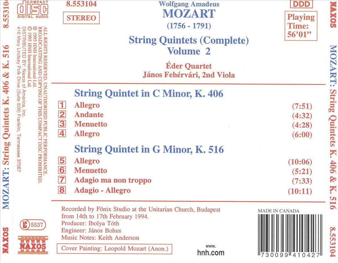 Mozart: String Quintets (Complete), Vol. 2 cover art