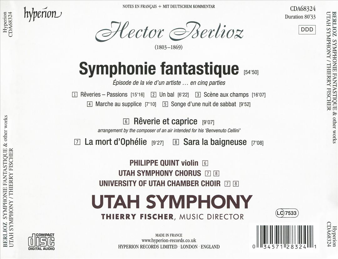 Berlioz: Symphonie fantastique; Rêverie et caprice; La mort d'Ophélie; Sara la baigneuse cover art