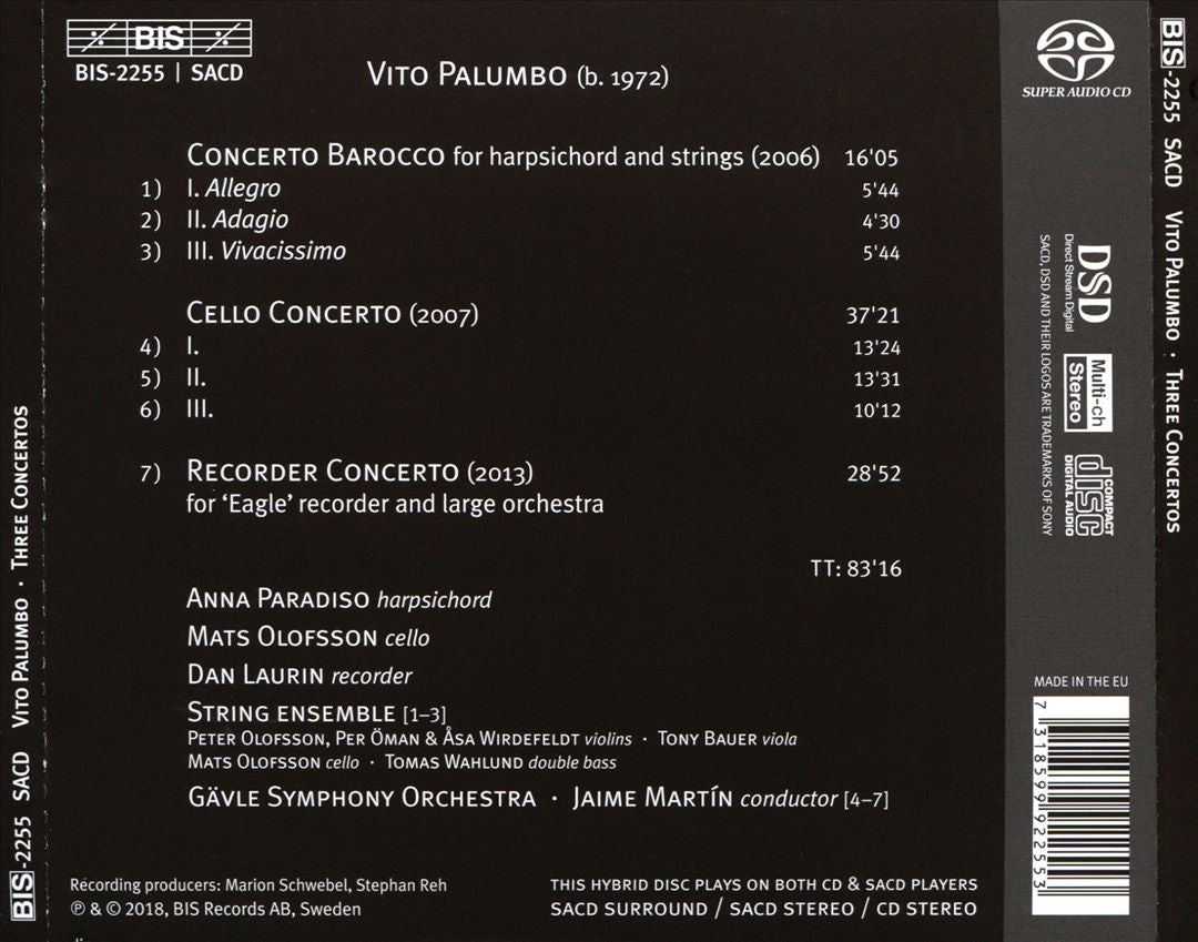 Vito Palumbo: Three Concertos cover art