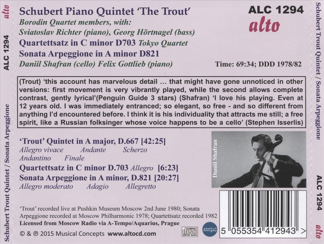 Schubert: Trout Quintet; Sonata Arpeggione; Quartettsatz cover art
