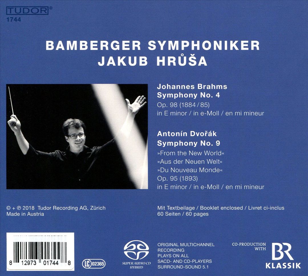 Johannes Brahms: Symphony No. 4; Antonin Dvorák: Symphony No. 9 "From the New World" cover art